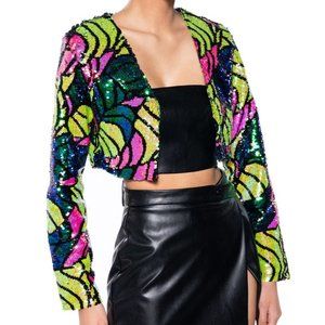 Better to Love at Midnight Crop Sequin Blazer